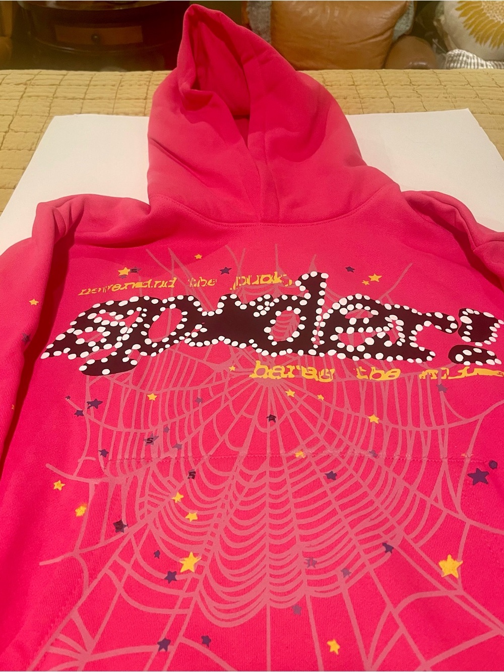 Sp5der Young Thug P * NK V2 Hoodie Sweatshirt Black Pink, Size Small